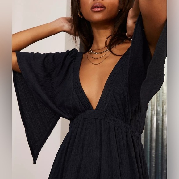 Free People Beach LaLa Black Backless Maxi Dress Black L - Picture 2 of 14
